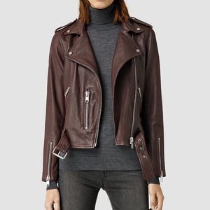All Saints Dark Brown Leather Jacket